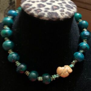 Vintage Green Chrysocolla Beads Statement Necklace